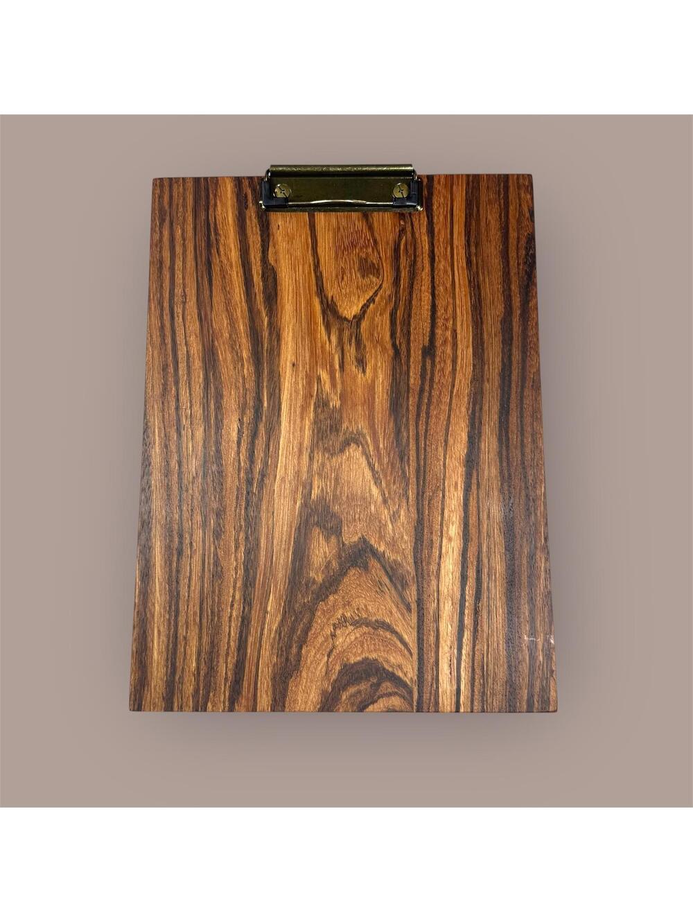 Handcrafted Standard Size Clipboard Natural Hardwood Zebra Wood Office Supply